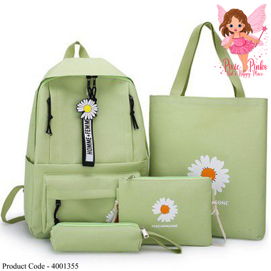 4-in-1 Daisy Green School Bag Set