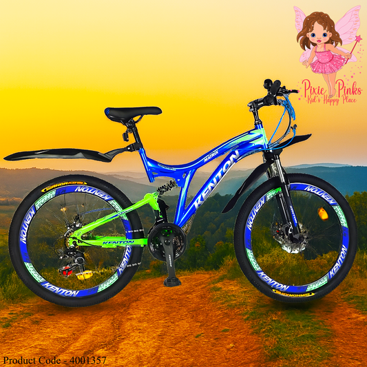 Kenton MATRIX 26" Mountain Bike – Blue & Green | Dual Disk Suspension