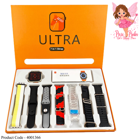 Ultra Smart Watch with 7 in 1 Strap Set – Interchangeable Bands for Everyday Use