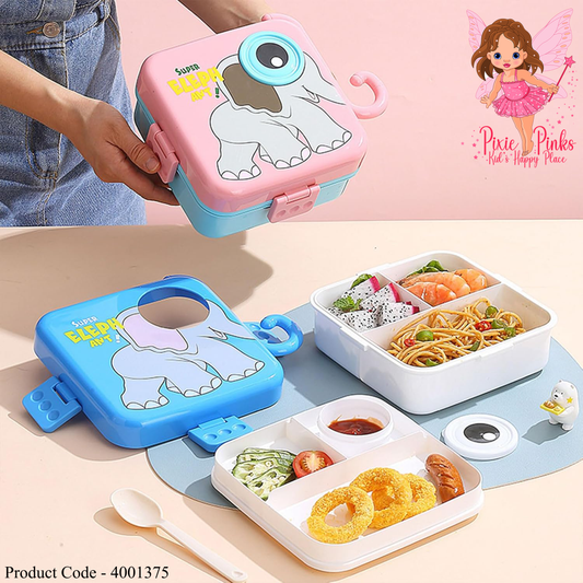 Pixie Pinks Super Elephant 4-Compartment Kids Lunch Box – Leak-Proof & BPA-Free (4001375)