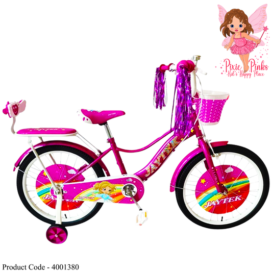 Jaytek Flora Fairy Princess Bicycle – Kids Bike with Training Wheels, Basket & Doll Seat | Sizes 12”, 16”, 20” | Pink Girl’s Bicycle Sri Lanka