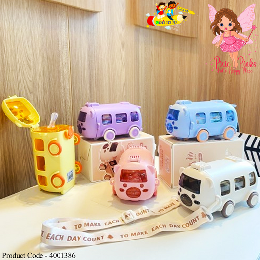 PixiePinks Cartoon Bus Water Bottle