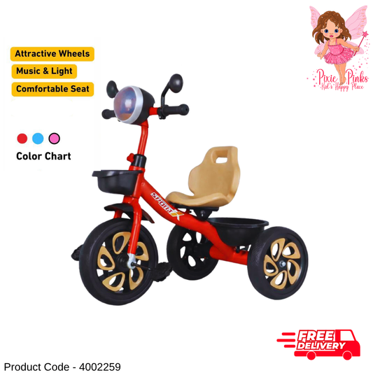 Smarty Kids Tricycle – Baby Trike with Music, Light, Attractive Wheels & Comfortable Seat