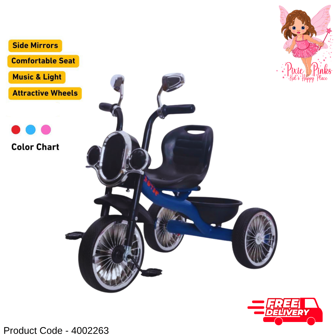 Bluey Kids Tricycle – Kiddy Trike with Side Mirrors, Music, Light, Comfortable Seat & Attractive Wheels
