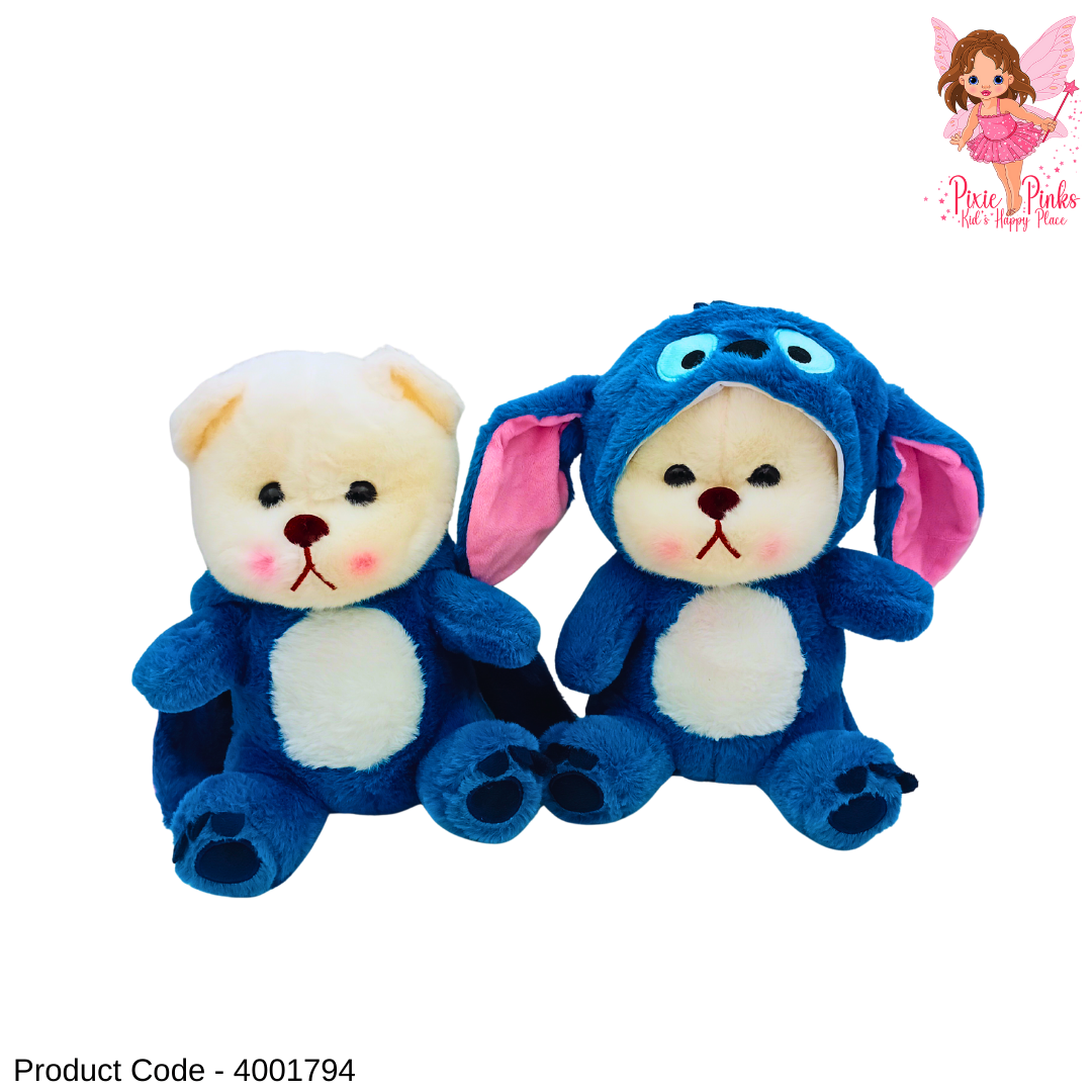 Adorable Blue Hoodie Panda Plush – Soft Cuddle Toy for Kids | Cute Stitch-Style Hoodie Bear