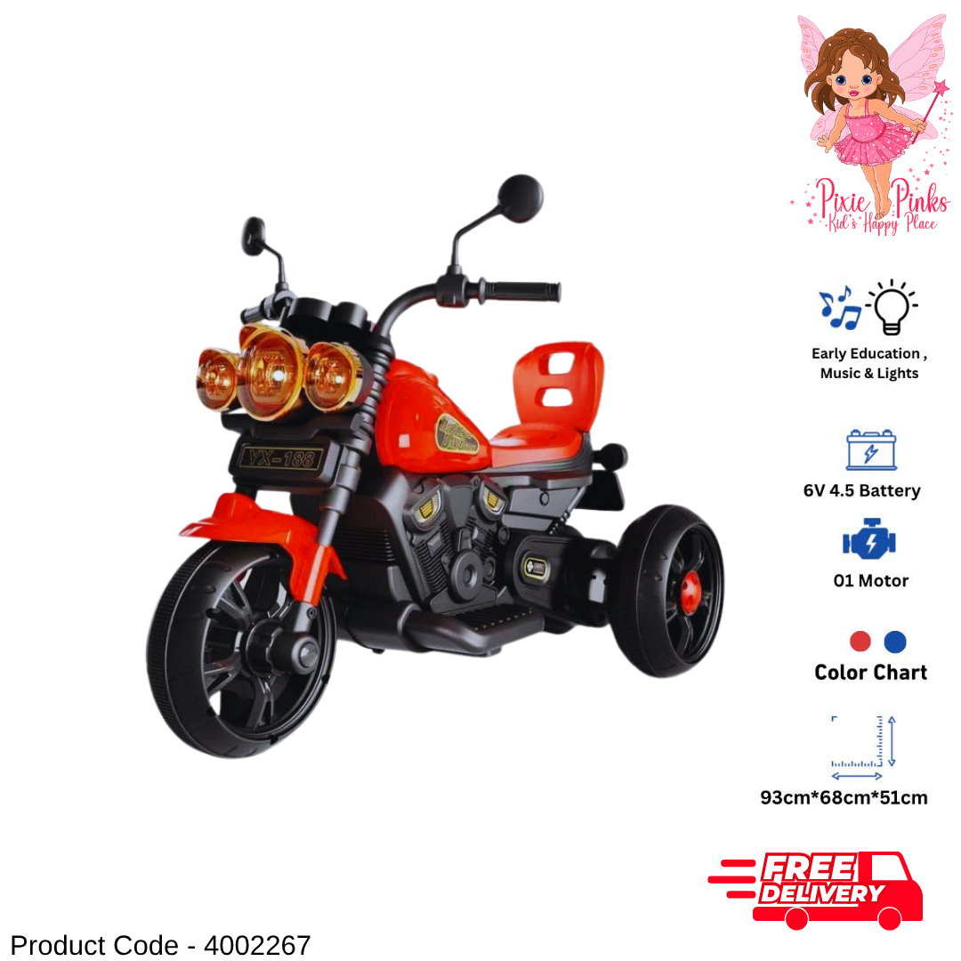 Kids Electric Ride-On Trike Bike – 6V Battery, Motorized Kids Bike with Music & Lights