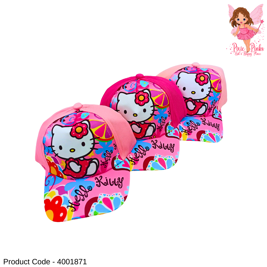 Girls Hello Kitty Fashion Cap | Cute Cartoon Printed Adjustable Kids Cap
