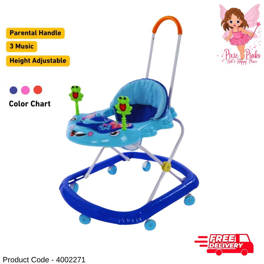 Baby Walker with Parental Handle – Height Adjustable Walker with 3 Music Modes for Toddlers