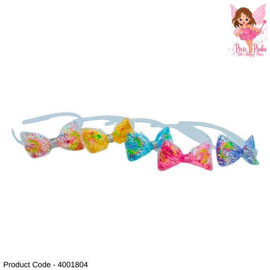 SparklePop Color Bow Headband – Glitter-Sequin Rainbow Hair Band for Girls