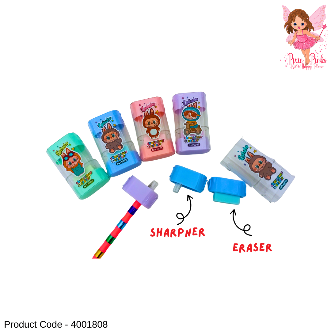 2-in-1 Labubu Eraser & Sharpener | Cute Cartoon School Stationery for Kids
