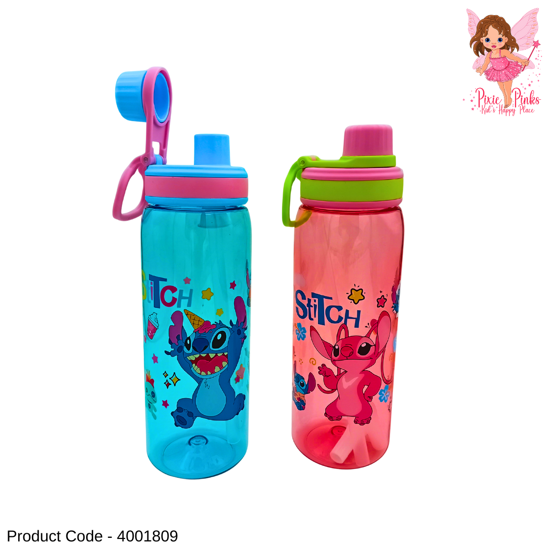 Trendy Stitch Water Bottle for Kids – BPA Safe | Dual Sip & Straw Drinking | Leak-Proof Cute Cartoon Bottle
