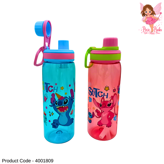 Trendy Stitch Water Bottle for Kids – BPA Safe | Dual Sip & Straw Drinking | Leak-Proof Cute Cartoon Bottle