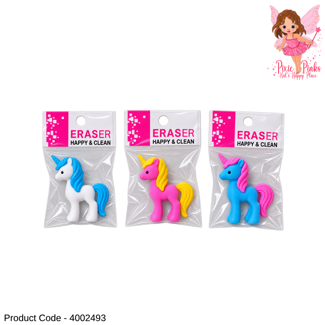 1PC Cute Unicorn Eraser for Kids – Colourful School Stationery Eraser