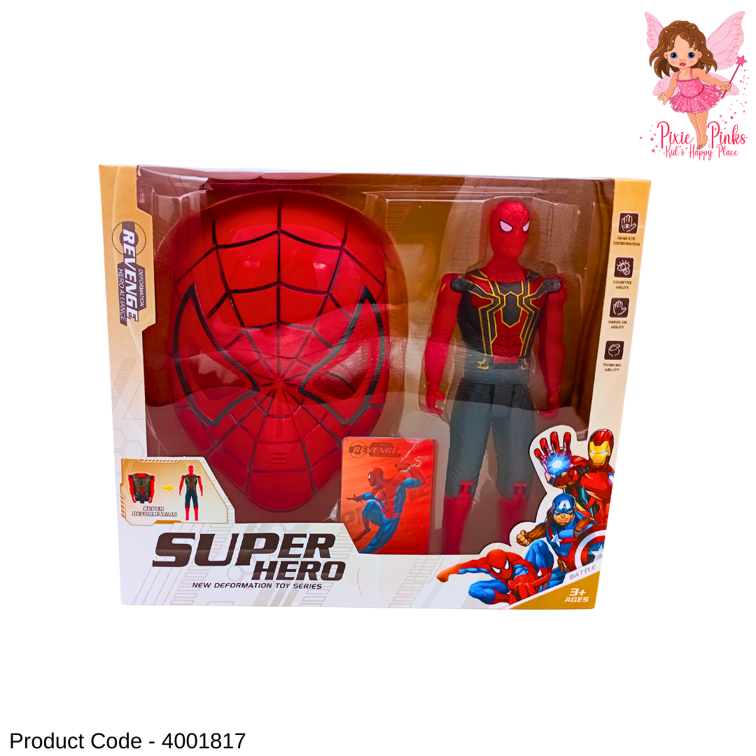 Super Hero Mask & Deformation Action Figure Set for Kids | Transforming Toy + Full Face Mask | Age 3+