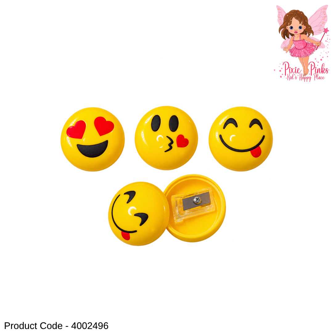 1PC Round Smiley Face Pencil Sharpener for Kids – Cute Emoji Stationery Sharpener