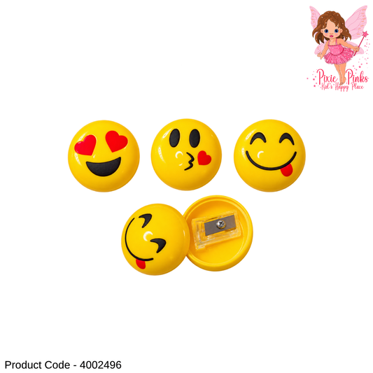 1PC Round Smiley Face Pencil Sharpener for Kids – Cute Emoji Stationery Sharpener