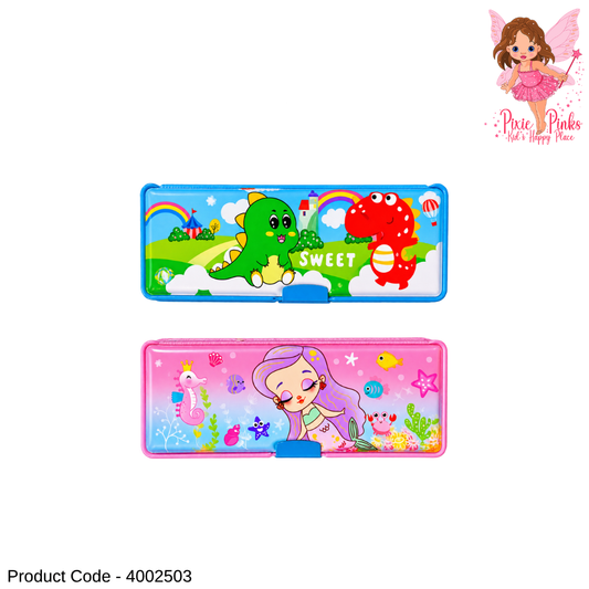 1PC Kids Small Magnetic Pencil Box – Cute Cartoon School Stationery Case