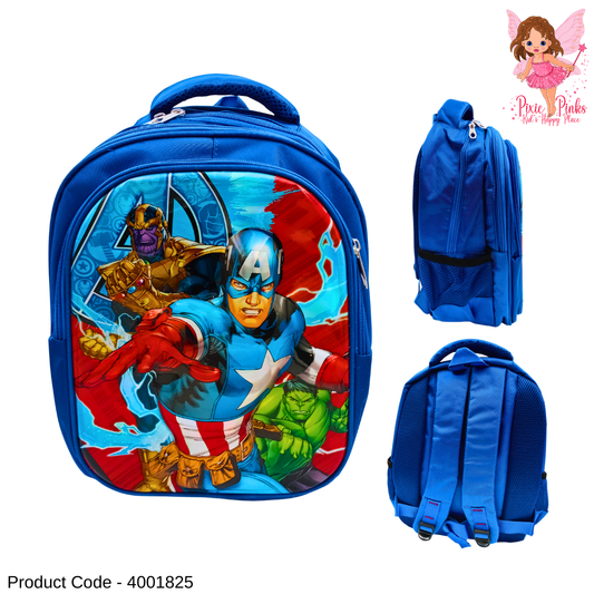 Large Captain Hero School Bag for Boys – Spacious, 3 Compartments, Durable & Stylish (Grade 3–5)