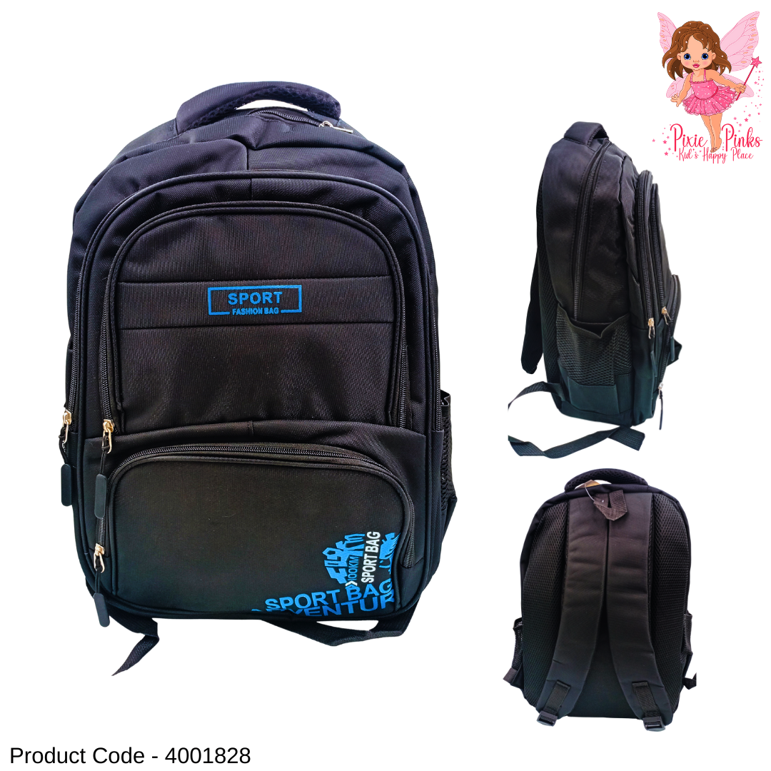 Large Black Multi-Compartment School Bag for Boys & Girls – Durable, Spacious & Stylish (Grade 6 and Up)