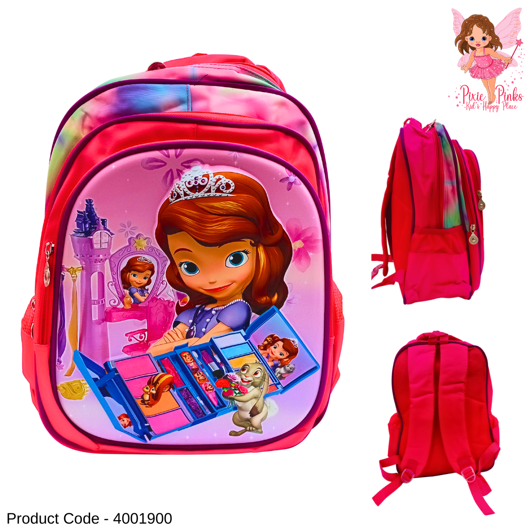 Princess Sofia 3D Kids School Bag for Grade 2–5 | Large Pink School Backpack with 3 Compartments (43cm)