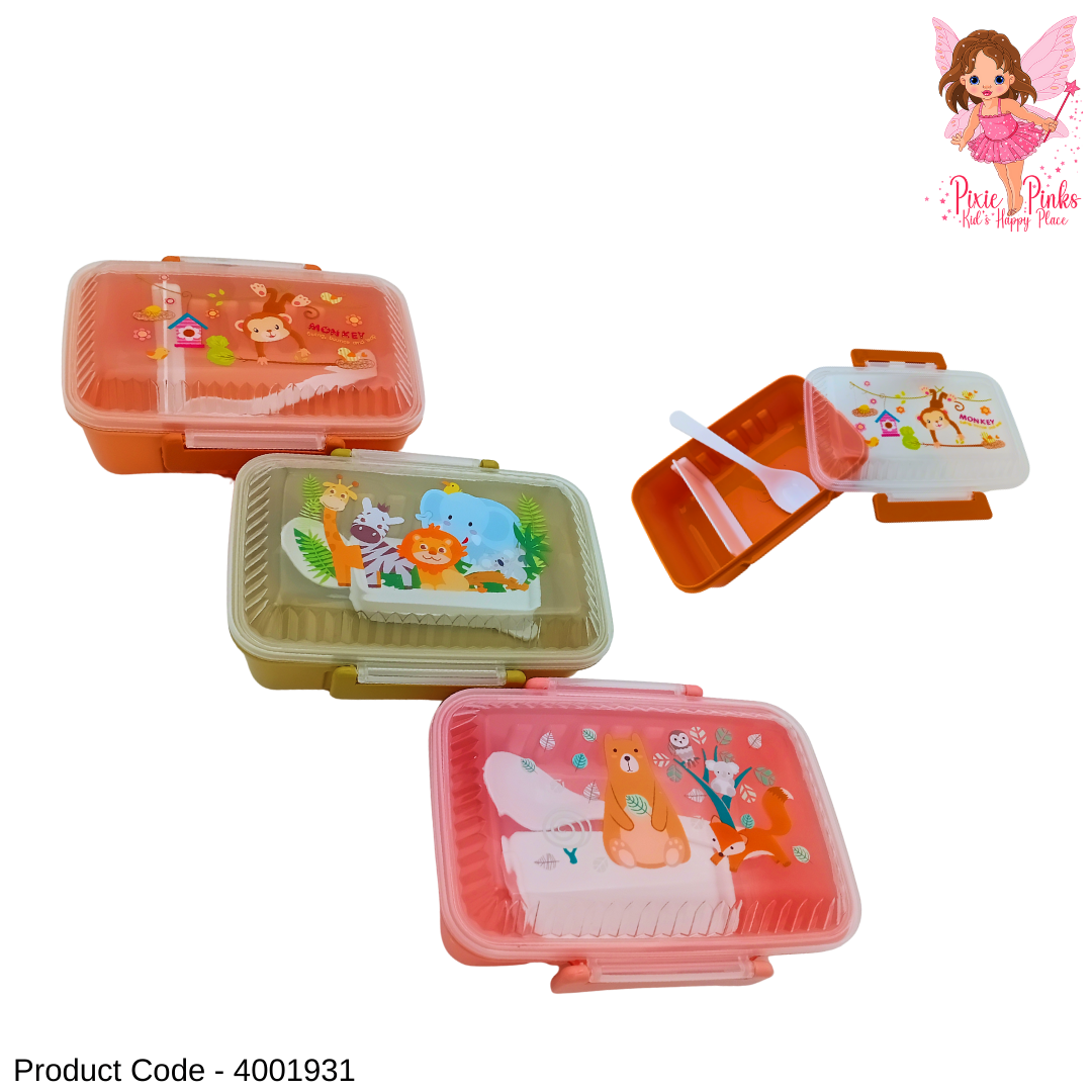 Kids Animal Themed Lunch Box with Compartments & Spoon – Leak-Resistant School Lunch Container
