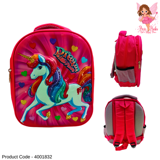 Magical Unicorn School Bag for Girls – Lightweight, 2 Compartments, Cute & Colorful Kids Backpack, Suitable for grade 1 to 2