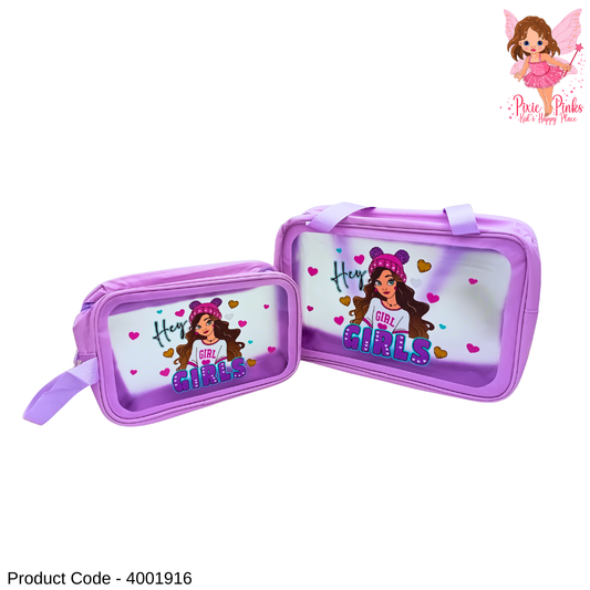 Girly Purple 2-Piece Wash Bag Set | Cute Travel & Toiletry Pouches for Girls