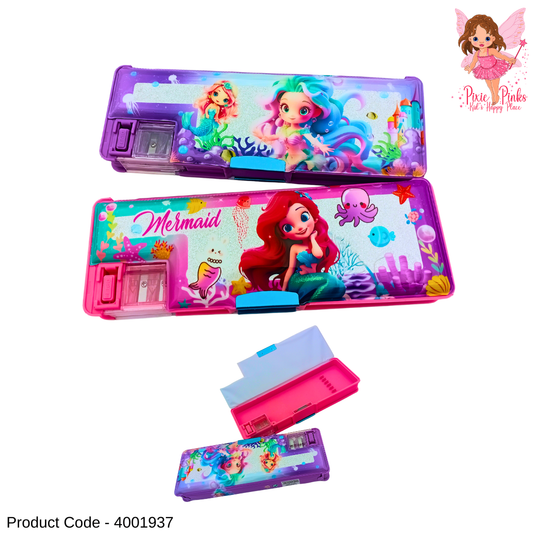 Mermaid Shiny Pencil Box for Girls with Magnetic Lock