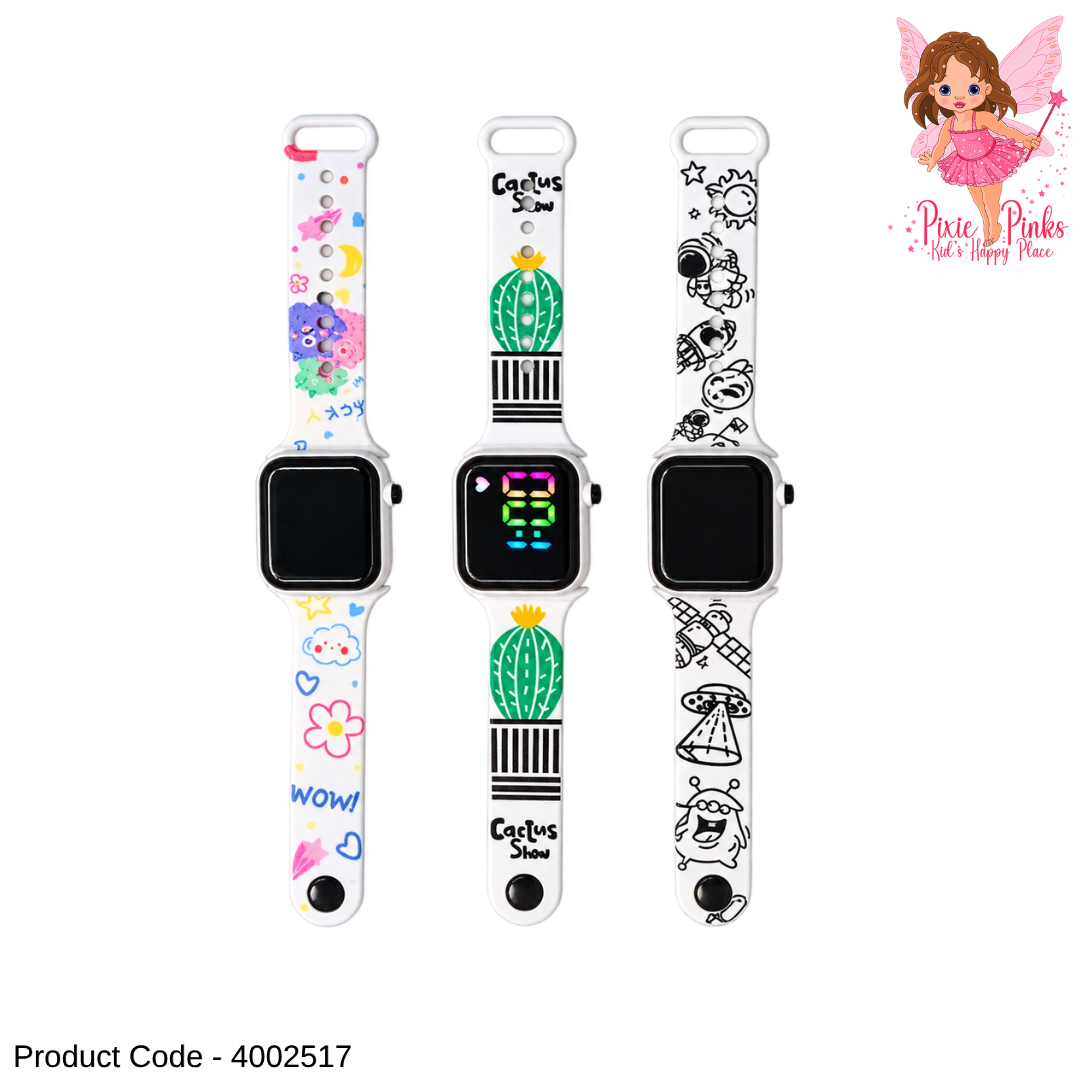 1Pc Kids Digital Smart Watch – Cute Cartoon LED Display Wrist Watch for Children