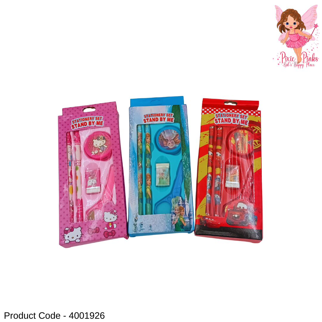 Disney Themed Kids Stationery Set | Complete School Stationery Pack with Scissors & Pencils