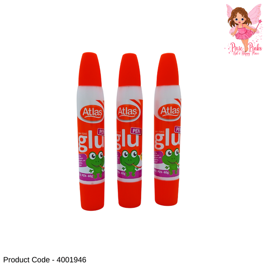 Atlas Non-Toxic Binder Glue Pen 40g | Dual Tip Super Sticky Quick-Dry Craft Glue