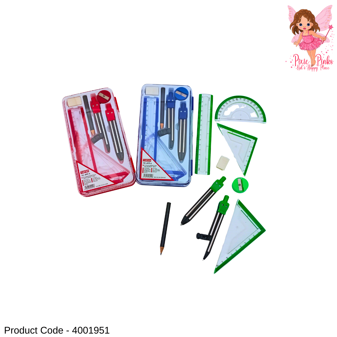 8-Piece Geometry Math Set for Teens | Compass, Ruler, Protractor & Drawing Tools