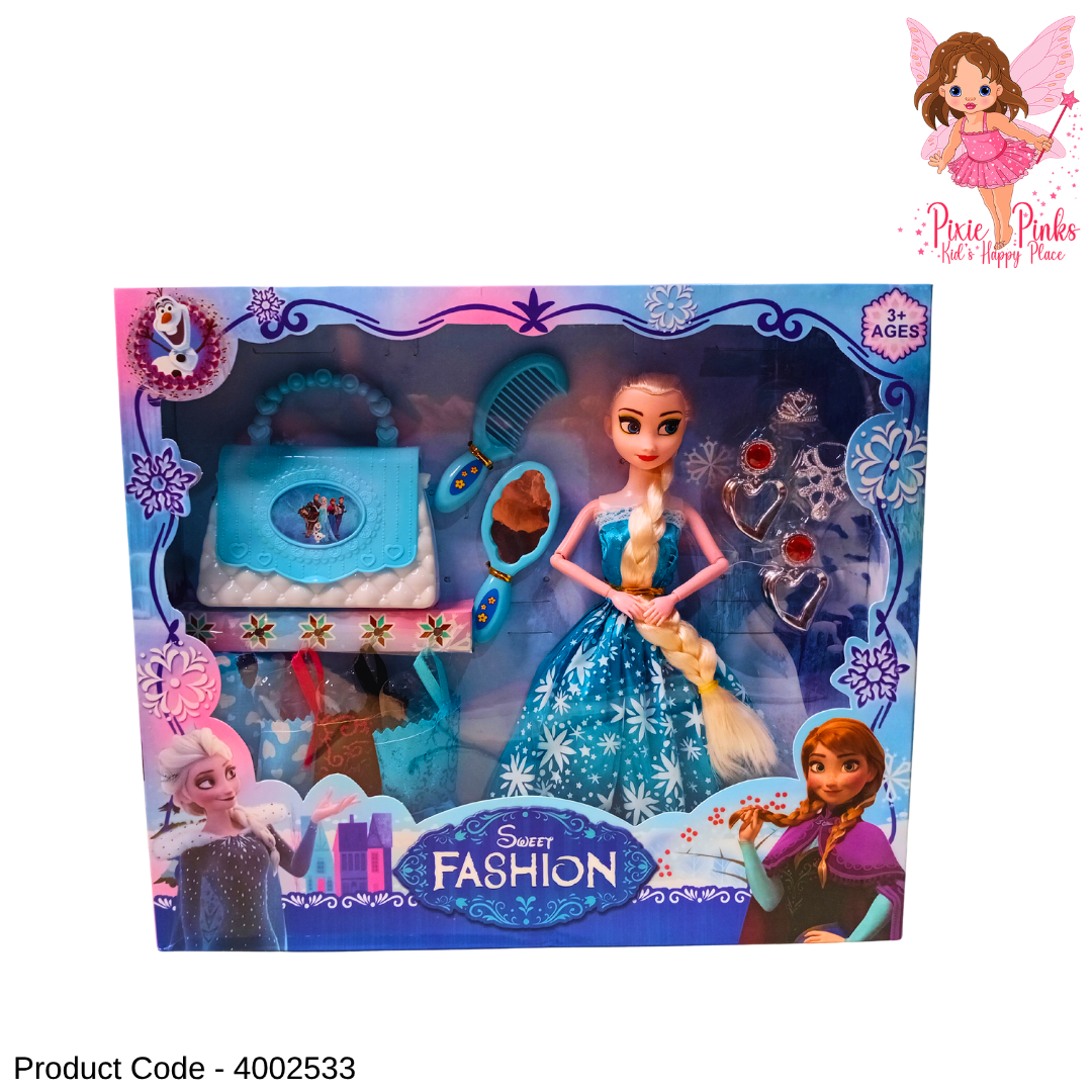 Big Frozen Princess Doll Fashion & Accessories Set for Girls – Dress-Up Pretend Play Toy Age 3+
