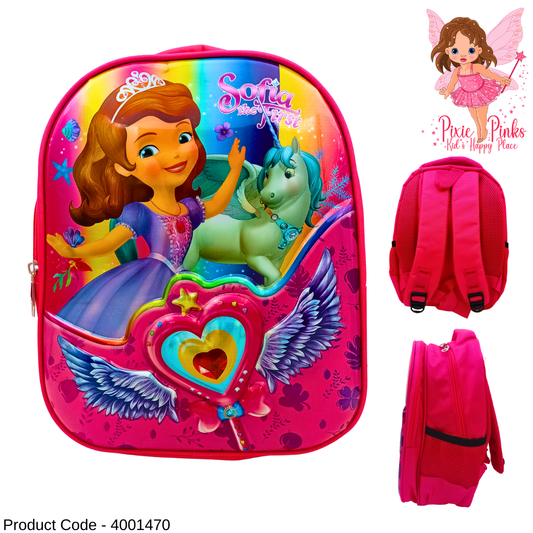 👑Princess Sofia Embossed School Bag – Large 35cm Pink Backpack (Grade 1–3)