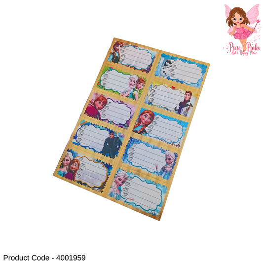Frozen Shiny Name Sticker Cards (10 Stickers) | Cute School Labels for Kids