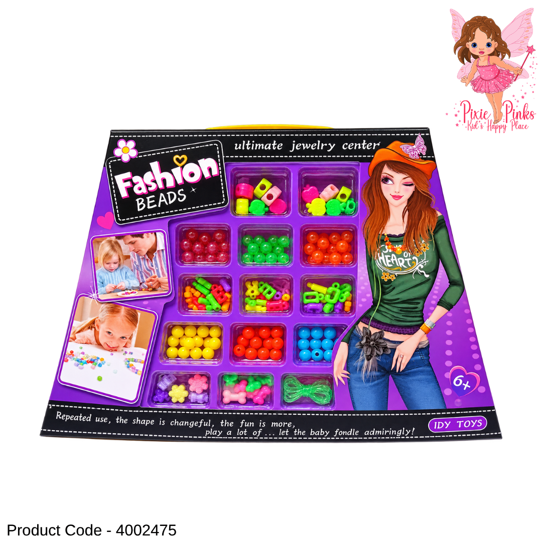 Ultimate Fashion Beads Jewelry Making Set for Girls – Colourful DIY Bracelet & Necklace Craft Kit | Age 6+