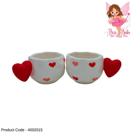 1pc Trendy Heart Handle Porcelain Mug – Cute Aesthetic Thick & Big Coffee Cup