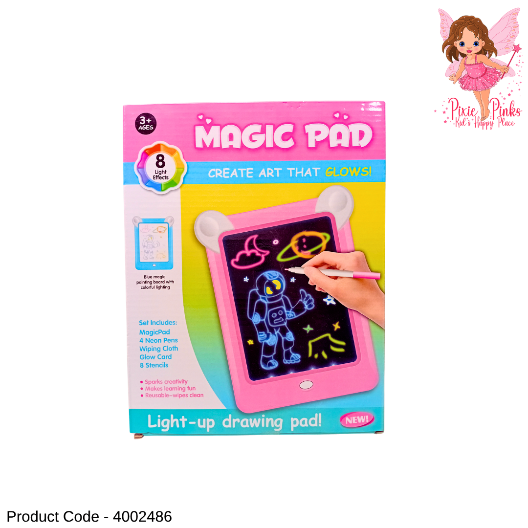 1PC Light-Up Magic Drawing Pad for Kids – Reusable Glow Art Board with Neon Pens & Stencils | Age 3+