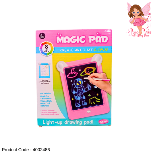 1PC Light-Up Magic Drawing Pad for Kids – Reusable Glow Art Board with Neon Pens & Stencils | Age 3+