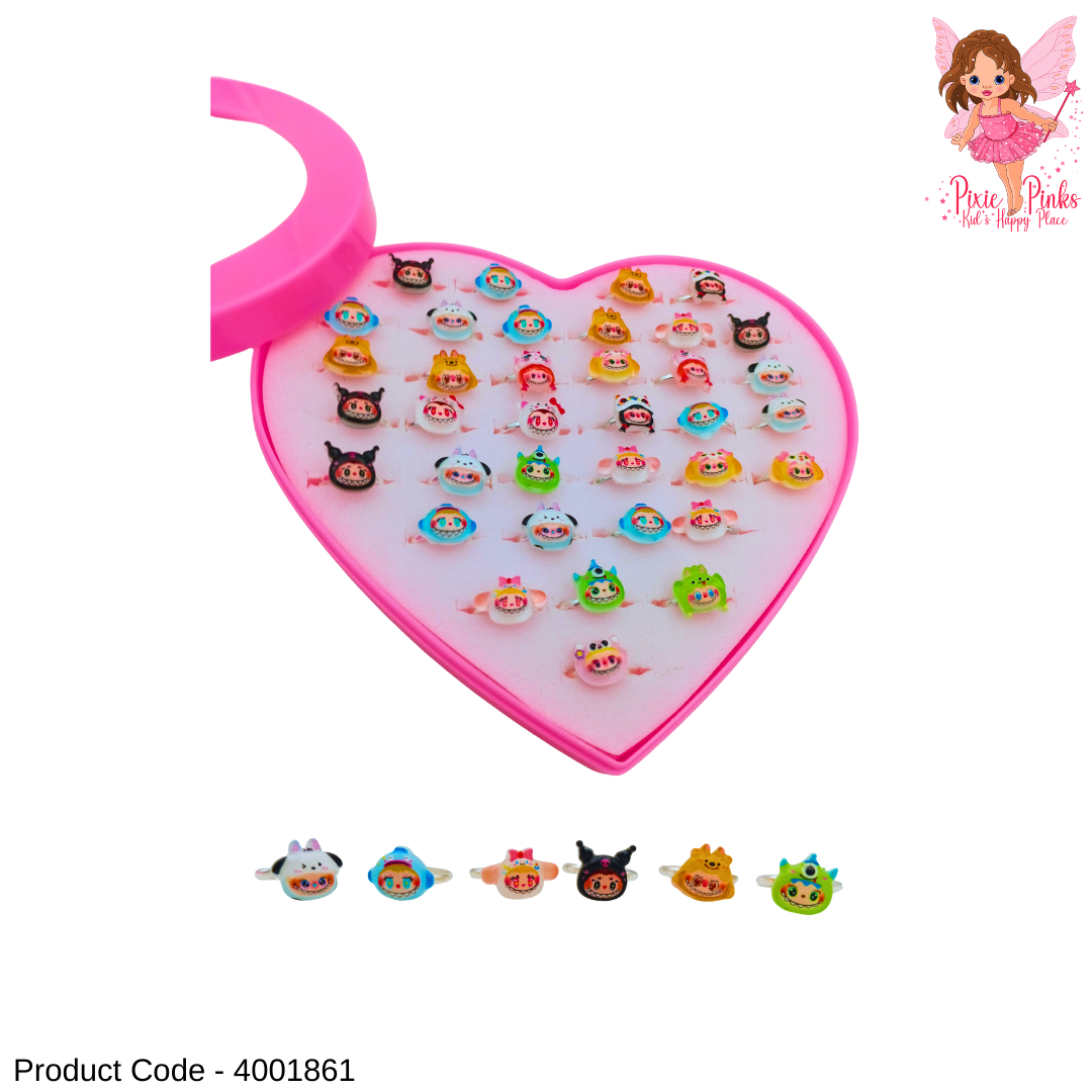 Cute Labubu Kids Adjustable Ring – Colorful Cartoon Character Ring for Girls & Boys (1pc)