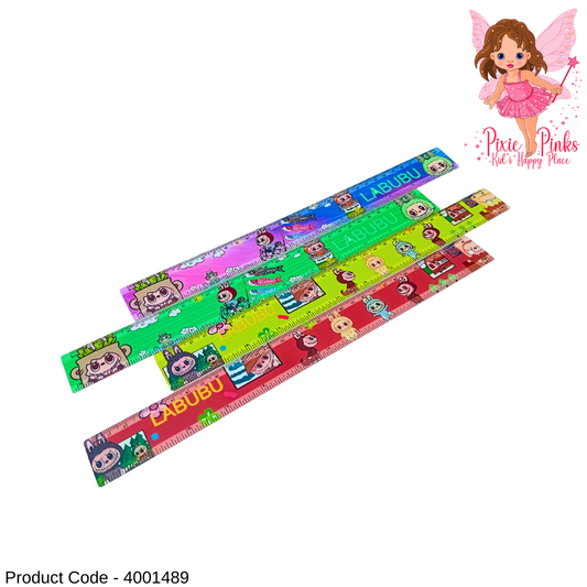 PixiePinks 30cm Labubu Themed Metal Ruler – Cute & Durable Stationery for Kids