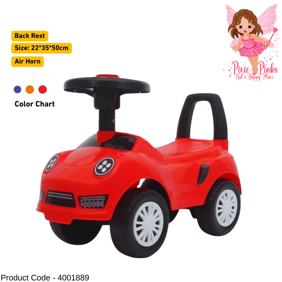 Kids Ride-On Wheeler Car with Back Rest, Air Horn and Smooth Wheels
