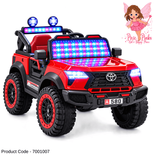 Kids Rechargeable Jeep 12V – 4 Powerful Motors, Remote Control, Bluetooth & LED Lights – Red