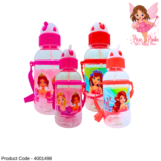 PixiePinks 19cm Princess Themed Kids Water Bottle – Cute & Durable Drink Bottle for Nursery to Grade 2