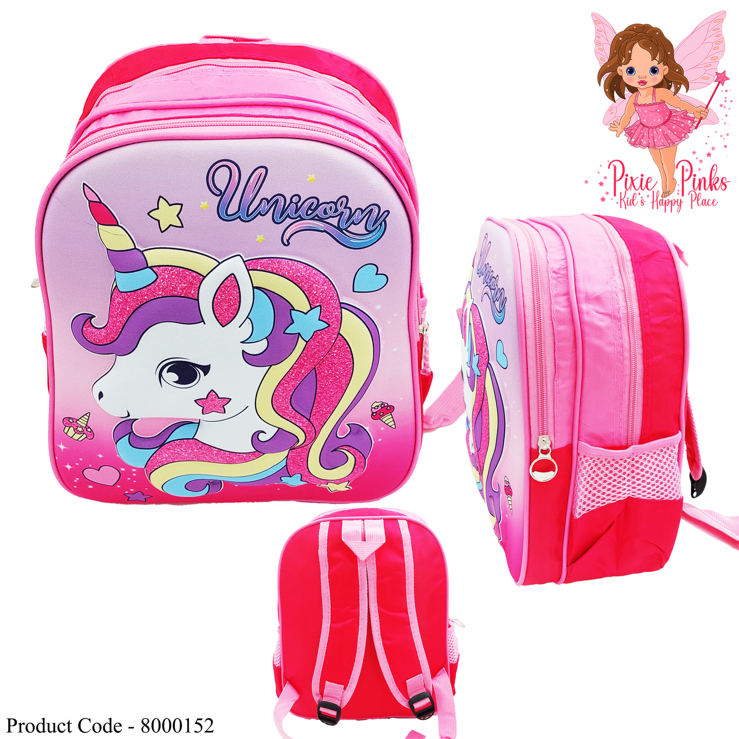 Pixie Pinks Unicorn Kids' Backpack – Perfect for Preschool and Grade 1