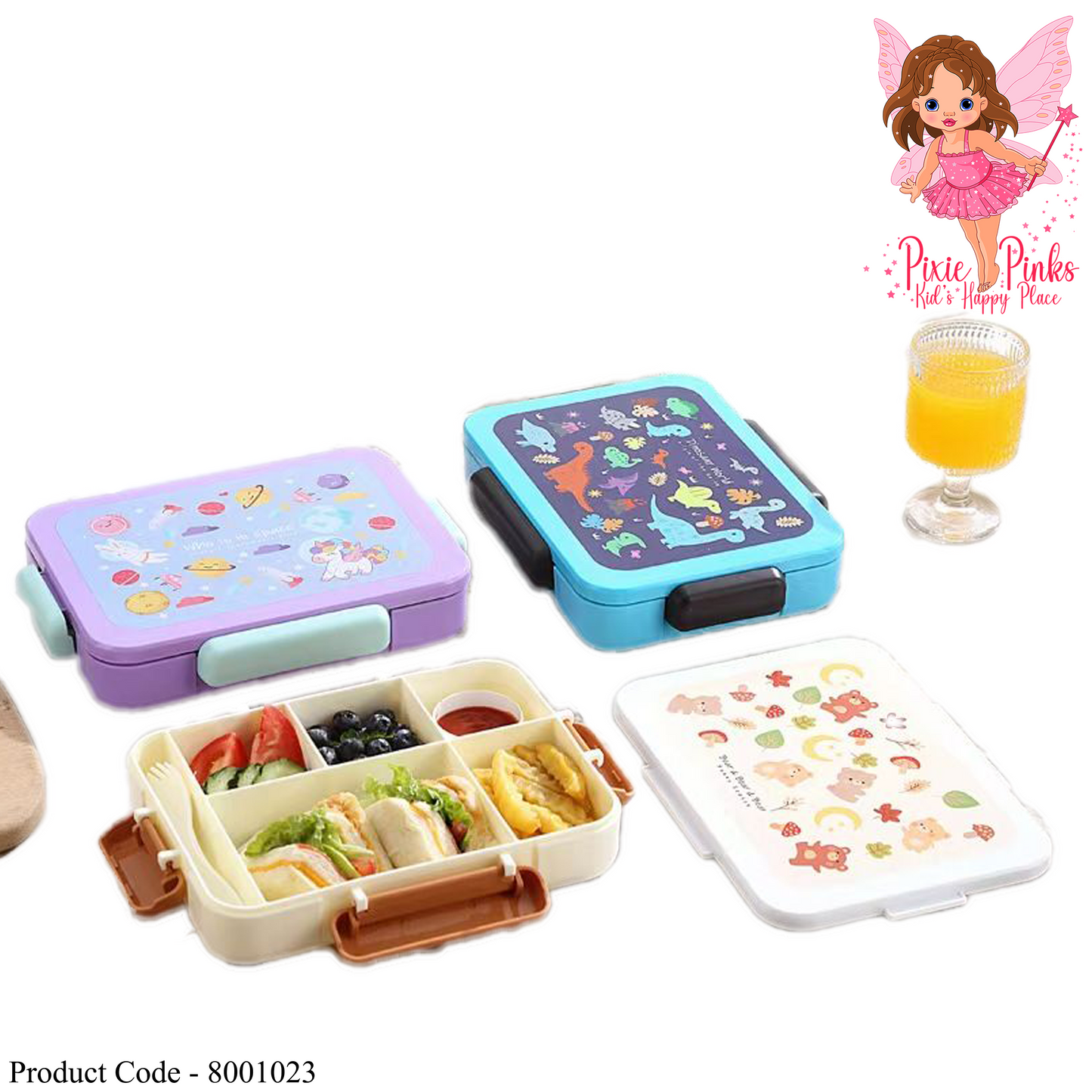 Pixie Pinks 5-Grid Rectangular Lunch Box