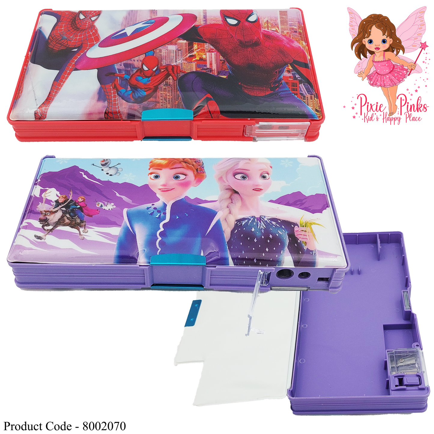 Pixie Pinks Character-Themed Multi-Compartment Pencil Case