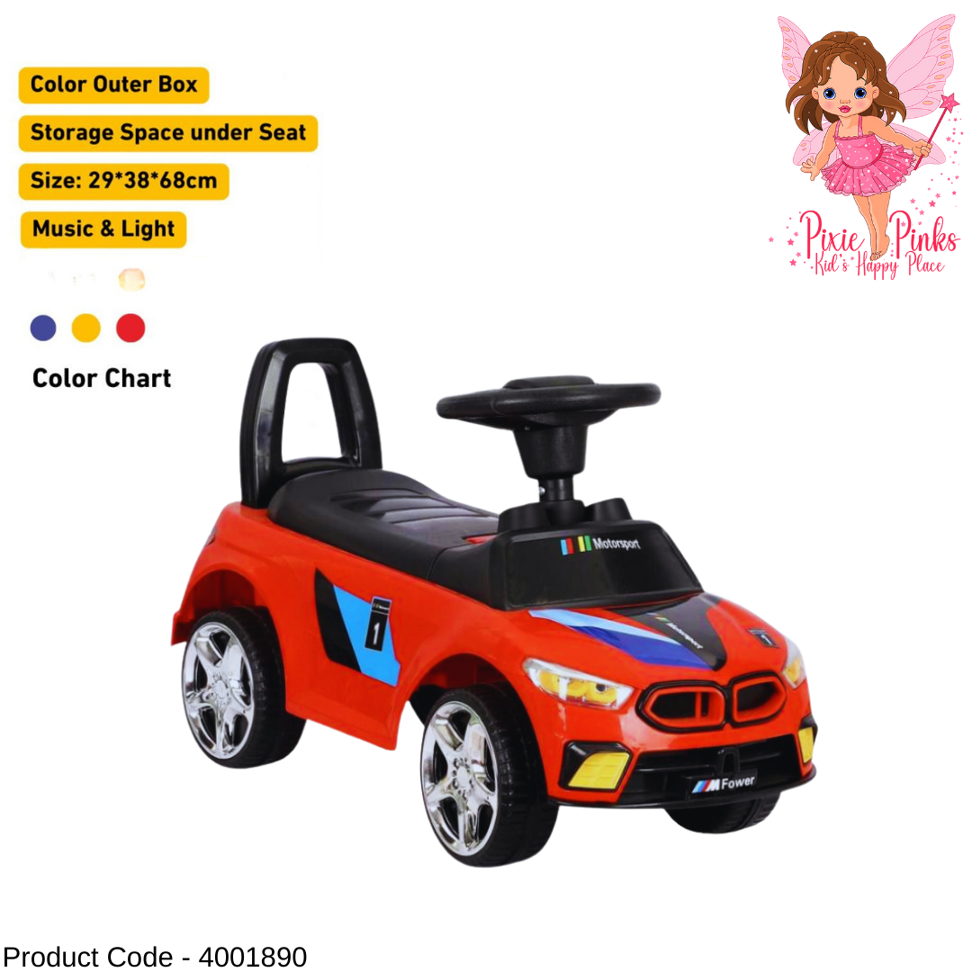 Kids Ride-On Wheeler Car with Music, Lights & Storage Seat