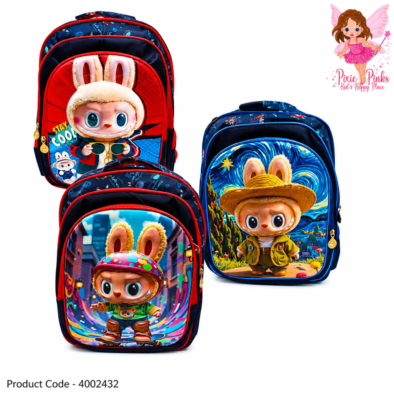 Labubu Kids School Backpack for Grade 2+ – Premium Cartoon School Bag with 3 Compartments & Side Bottle Pockets (42cm)