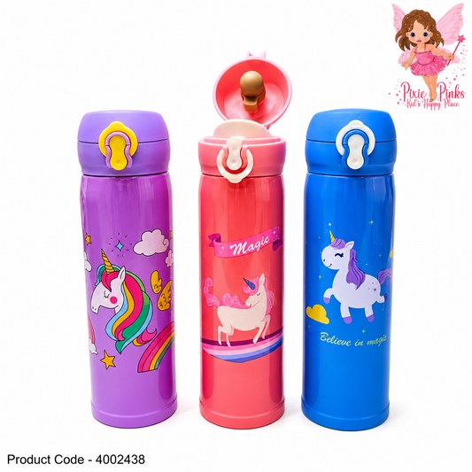 500ml Unicorn Vacuum Flask Water Bottle for Girls – BPA-Free Leak-Proof Insulated Kids Water Bottle for School (Grade 2+)